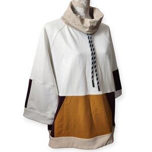 SWEATY BETTY Mix It Up Colorblock Sweatshirt In Lily White Multi Sz 12